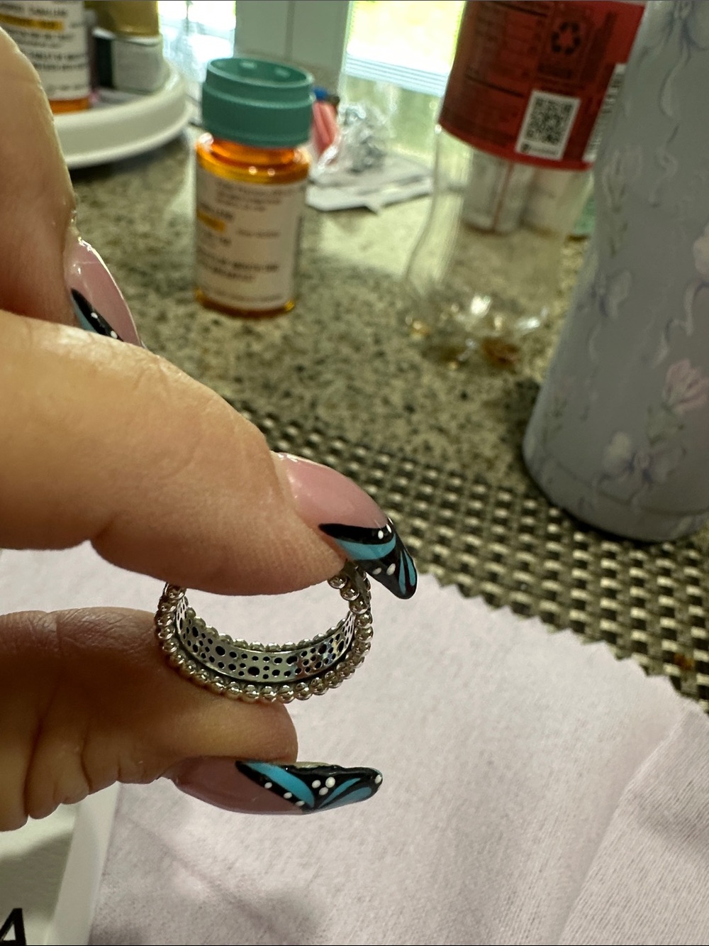 Pandora Silver Triple-Band Ring with Clear Stones - Picture 3 of 4